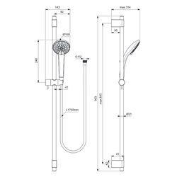 Ensemble de douche Idealrain Pro douchette 3 jets
