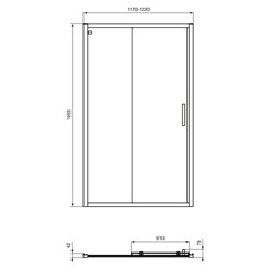 Porte de douche Connect 2 accès de face 120 cm profilés argent brillant