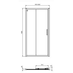 Porte de douche Connect 2 accès de face 100 cm profilés argent brillant