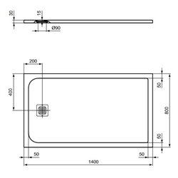 Receveur de douche Ultra Flat S rectangulaire 140x80 cm Gris Béton
