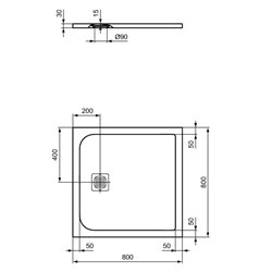 Receveur de douche Ultra Flat S carré 80x80 cm Blanc Pur