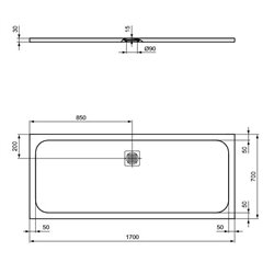 Receveur de douche Ultra Flat S rectangulaire 170x70 cm Noir Intense