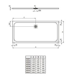 Receveur de douche Ultra Flat S rectangulaire 180x90 cm Blanc Pur