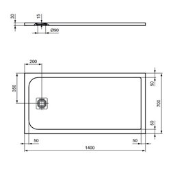 Receveur de douche Ultra Flat S rectangulaire 140x70 cm Noir Intense