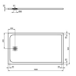 Receveur de douche Ultra Flat S rectangulaire 160x90 cm Blanc Pur