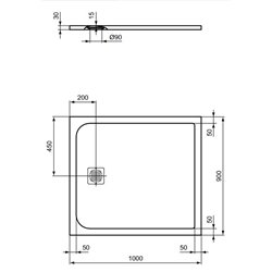 Receveur de douche Ultra Flat S rectangulaire 100x90 cm Noir Intense