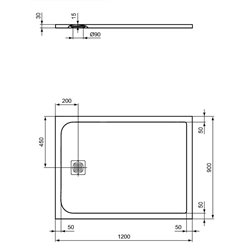 Receveur de douche Ultra Flat S rectangulaire 120x90 cm Beige Sable