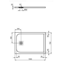 Receveur de douche Ultra Flat S rectangulaire 100x70 cm Beige Sable