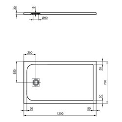 Receveur de douche Ultra Flat S rectangulaire 120x70 cm Gris Béton