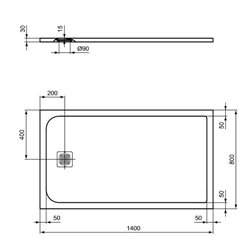 Receveur de douche Ultra Flat S rectangulaire 140x80 cm Beige Sable