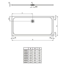 Receveur de douche Ultra Flat S rectangulaire 180x90 cm Gris Béton