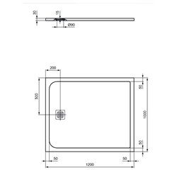 Receveur de douche Ultra Flat S rectangulaire 120x100 cm Blanc Pur