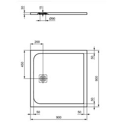 Receveur de douche Ultra Flat S carré 90x90 cm Noir Intense