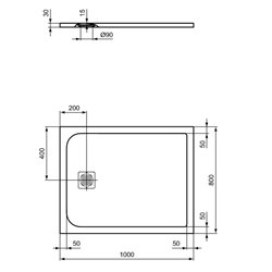 Receveur de douche Ultra Flat S rectangulaire 100x80 cm Blanc Pur