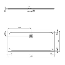 Receveur de douche Ultra Flat S rectangulaire 180x80 cm Noir Intense