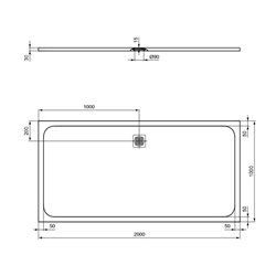 Receveur de douche Ultra Flat S rectangulaire 200x100 cm Beige Sable