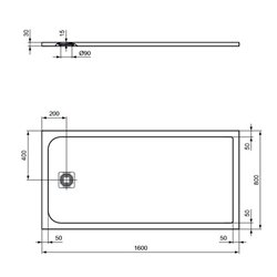 Receveur de douche Ultra Flat S rectangulaire 160x80 cm Noir Intense