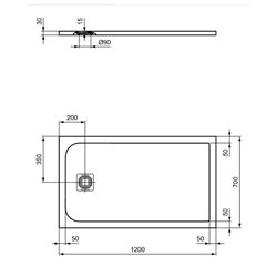 Receveur de douche Ultra Flat S rectangulaire 120x70 cm Beige Sable