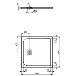 Receveur de douche Ultra Flat S carré 80x80 cm Beige Sable
