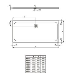 Receveur de douche Ultra Flat S rectangulaire 180x90 cm Beige Sable
