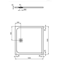Receveur de douche Ultra Flat S carré 100x100 cm Blanc Pur