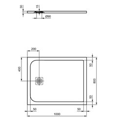 Receveur de douche Ultra Flat S rectangulaire 100x80 cm Gris Béton