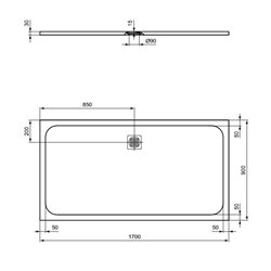 Receveur de douche Ultra Flat S rectangulaire 170x90 cm Blanc Pur