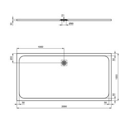 Receveur de douche Ultra Flat S rectangulaire 200x100 cm Noir Intense