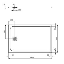 Receveur de douche Ultra Flat S rectangulaire 140x90 cm Blanc Pur