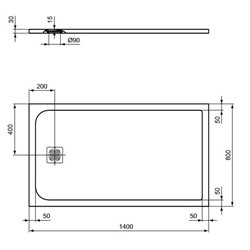 Receveur de douche Ultra Flat S rectangulaire 140x80 cm Noir Intense