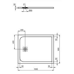 Receveur de douche Ultra Flat S rectangulaire 100x80 cm Beige Sable