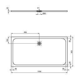 Receveur de douche Ultra Flat S rectangulaire 170x90 cm Gris Béton
