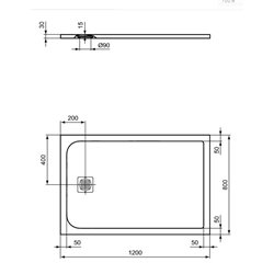 Receveur de douche Ultra Flat S rectangulaire 120x80 cm Blanc Pur