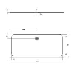 Receveur de douche Ultra Flat S rectangulaire 200x90 cm Blanc Pur