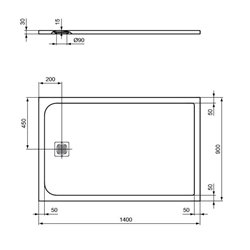 Receveur de douche Ultra Flat S rectangulaire 140x90 cm Gris Béton