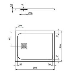 Receveur de douche Ultra Flat S rectangulaire 90x70 cm Gris Béton