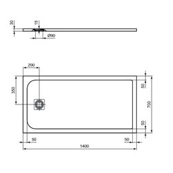 Receveur de douche Ultra Flat S rectangulaire 140x70 cm Blanc Pur