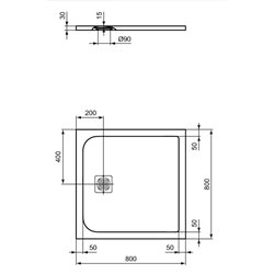 Receveur de douche Ultra Flat S carré 80x80 cm Noir Intense
