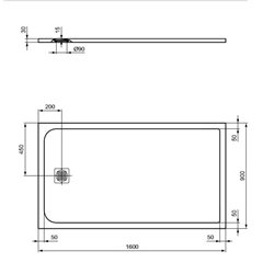 Receveur de douche Ultra Flat S rectangulaire 160x90 cm Noir Intense