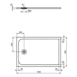Receveur de douche Ultra Flat S rectangulaire 120x80 cm Beige Sable