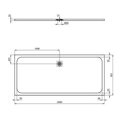 Receveur de douche Ultra Flat S rectangulaire 200x90 cm Beige Sable