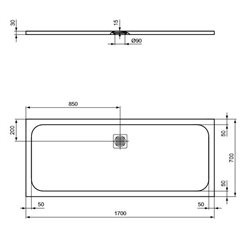Receveur de douche Ultra Flat S rectangulaire 170x70 cm Gris Béton