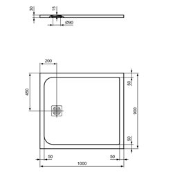 Receveur de douche Ultra Flat S rectangulaire 100x90 cm Blanc Pur