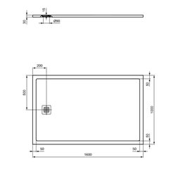Receveur de douche Ultra Flat S rectangulaire 160x100 cm Beige Sable