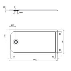 Receveur de douche Ultra Flat S rectangulaire 140x70 cm Gris Béton
