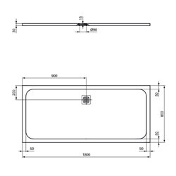 Receveur de douche Ultra Flat S rectangulaire 180x80 cm Blanc Pur