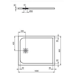Receveur de douche Ultra Flat S rectangulaire 100x80 cm Noir Intense