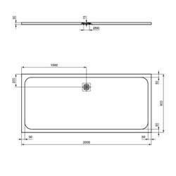 Receveur de douche Ultra Flat S rectangulaire 200x90 cm Noir Intense