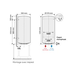 Chaufféo Vertical mural compact 200 L 1245x585x570 mm