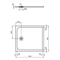 Receveur de douche Ultra Flat S rectangulaire 100x90 cm Gris Béton